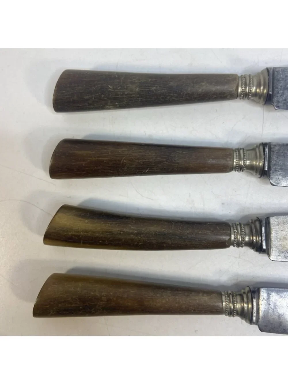Antique  JA Henckels Solingen Germany Horn Handle Dinner Knives Set Of 4 Carbon
